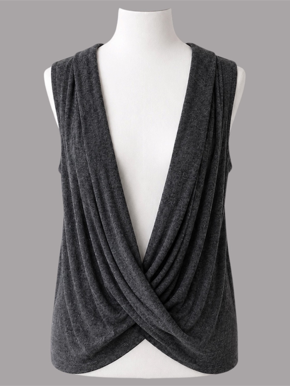 Mystree Charcoal Draped Sleeveless Top